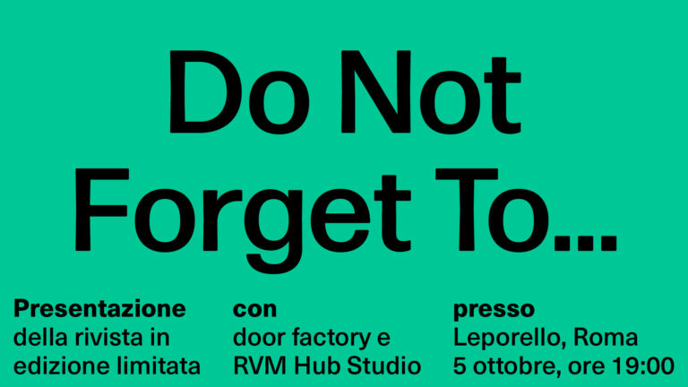Do Not Forget To presentazione Magazine
