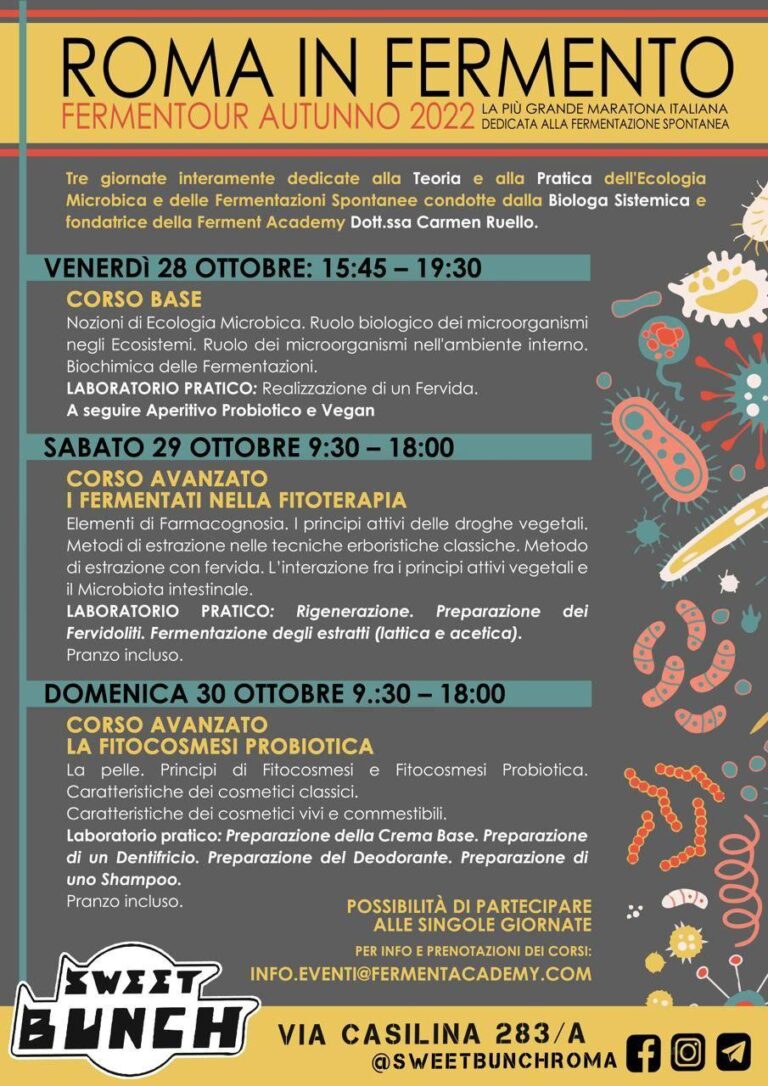 ROMA IN FERMENTO – Laboratori di Teoria e Pratica delle FERMENTAZIONI SPONTANEE