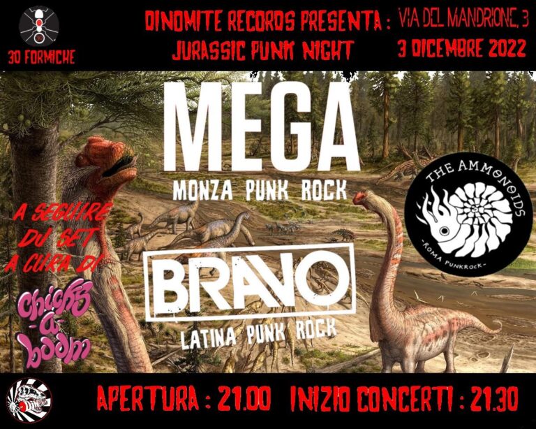 Jurassic Punk Night: Mega + Bravo + The Ammonoids – Chicks A Boom djset