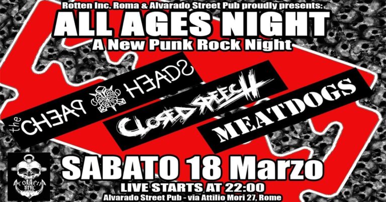 ALL AGES NIGHT! THE CHEAPHEADS+MEATDOGS+CLOSED SPEECH