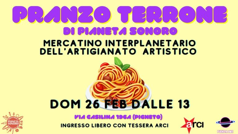 PRANZO TERRONE + MERCATINO INTERPLANETARIO DELL’ARTIGIANATO ARTISTICO