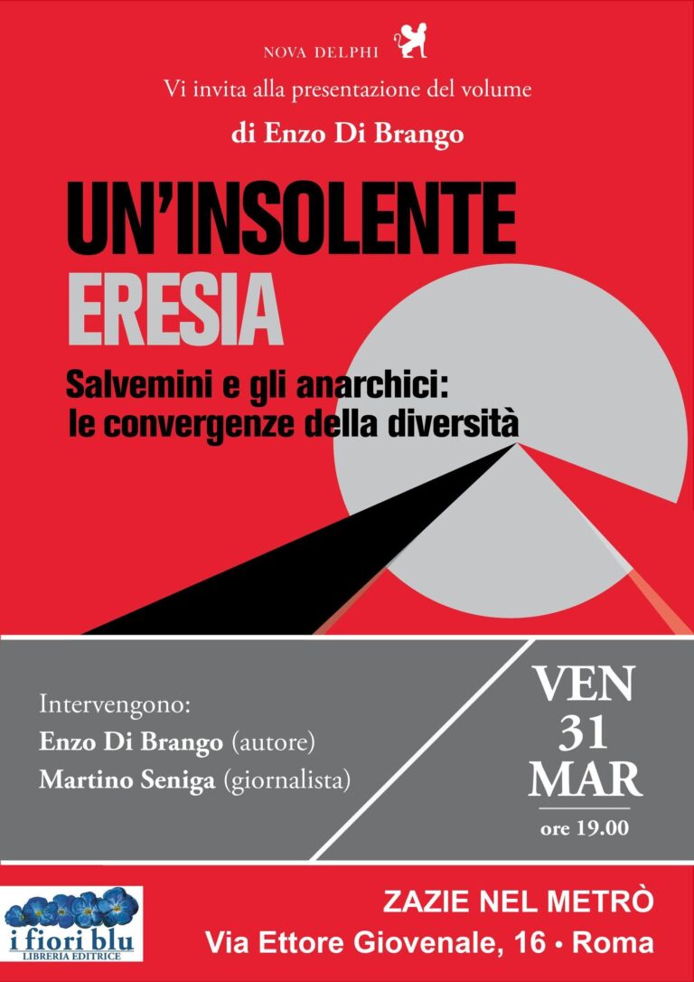 Presentazione del volume “Un’insolente eresia” di Enzo Di Brango