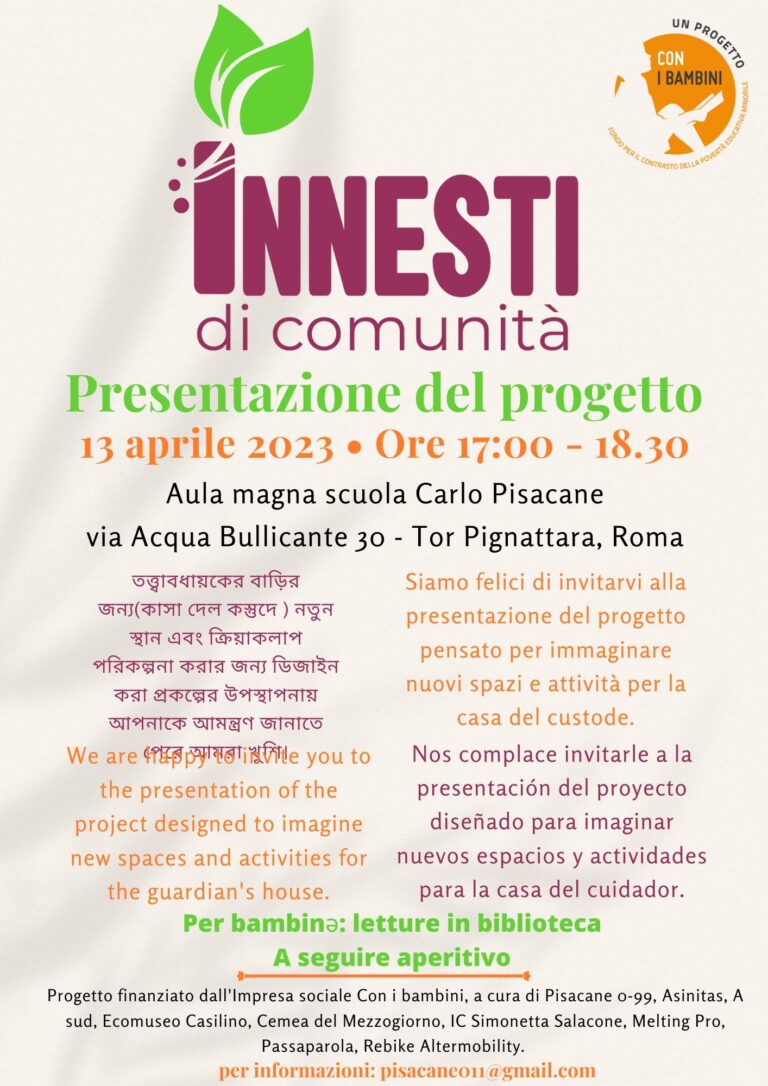 PRESENTAZIONE DEL PROGETTO INNESTI DI COMUNITA’