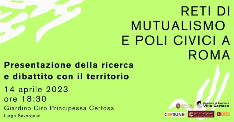 Reti di mutualismo e poli civici a Roma || Presentazione della ricerca e dibattito con il territorio