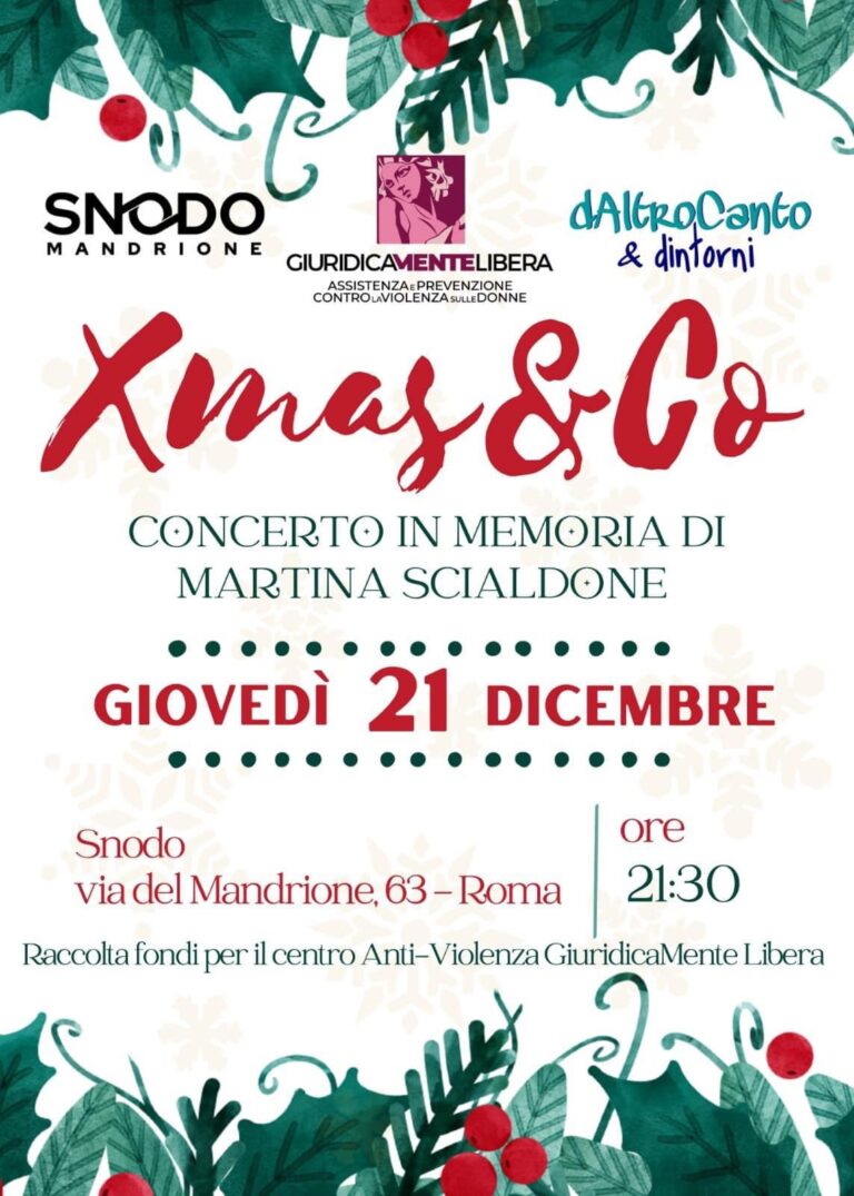 Serata a sostegno del Centro Antiviolenza Martina Scialdone gestito da giuridicamente libera