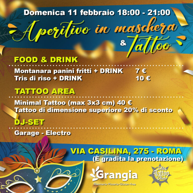 Aperitivo in maschera & Tattoo Carnevale 2024