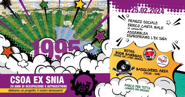 CSOA EX SNIA: 29 anni di occupazione e autogestione