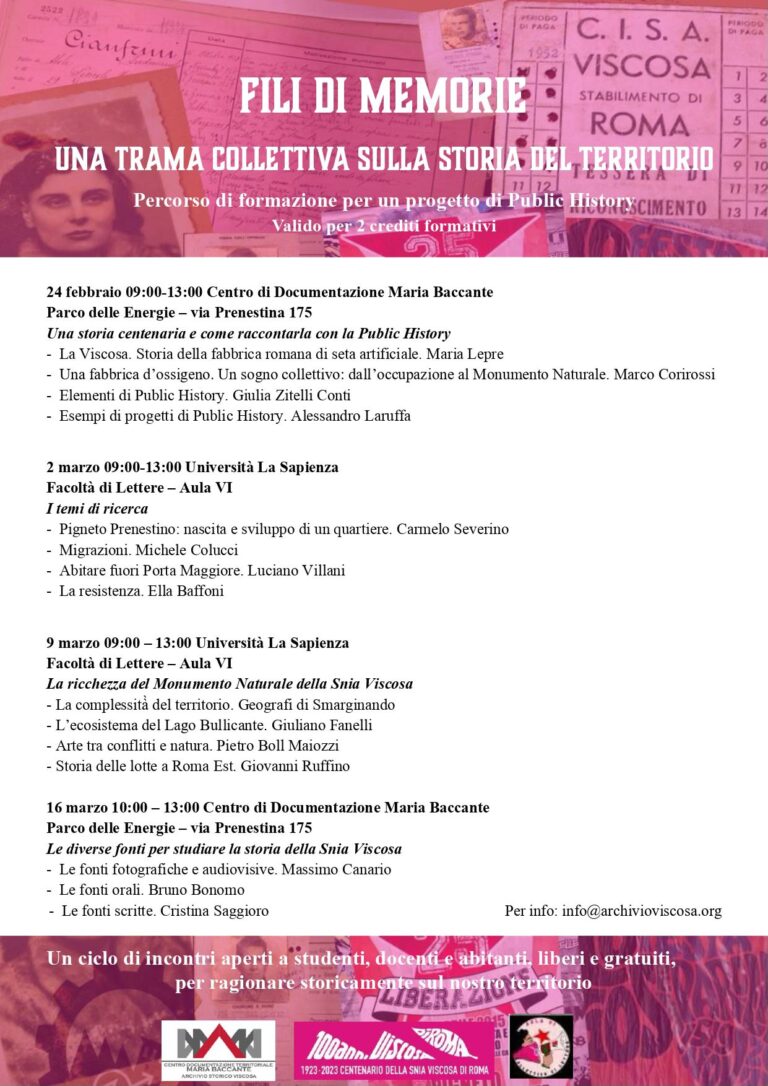 FILI DI MEMORIE. UNA TRAMA COLLETTIVA SULLA STORIA DEL TERRITORIO