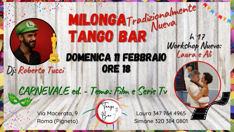 MILONGA DI CARNEVALE DEL TANGO BAR + Workshop Nuevo