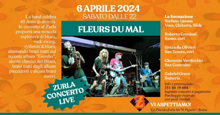 FLEURS DU MAL in concerto al Zurla