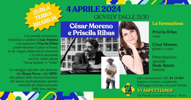 ZURLA “Terra Brasilis” presenta CÉSAR MORENO e PRISCILA RIBAS
