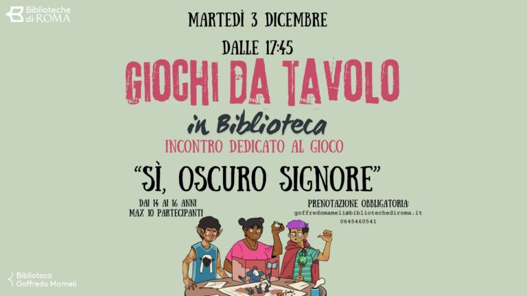 Giochi da tavolo in Biblioteca: “Sì, Oscuro Signore”