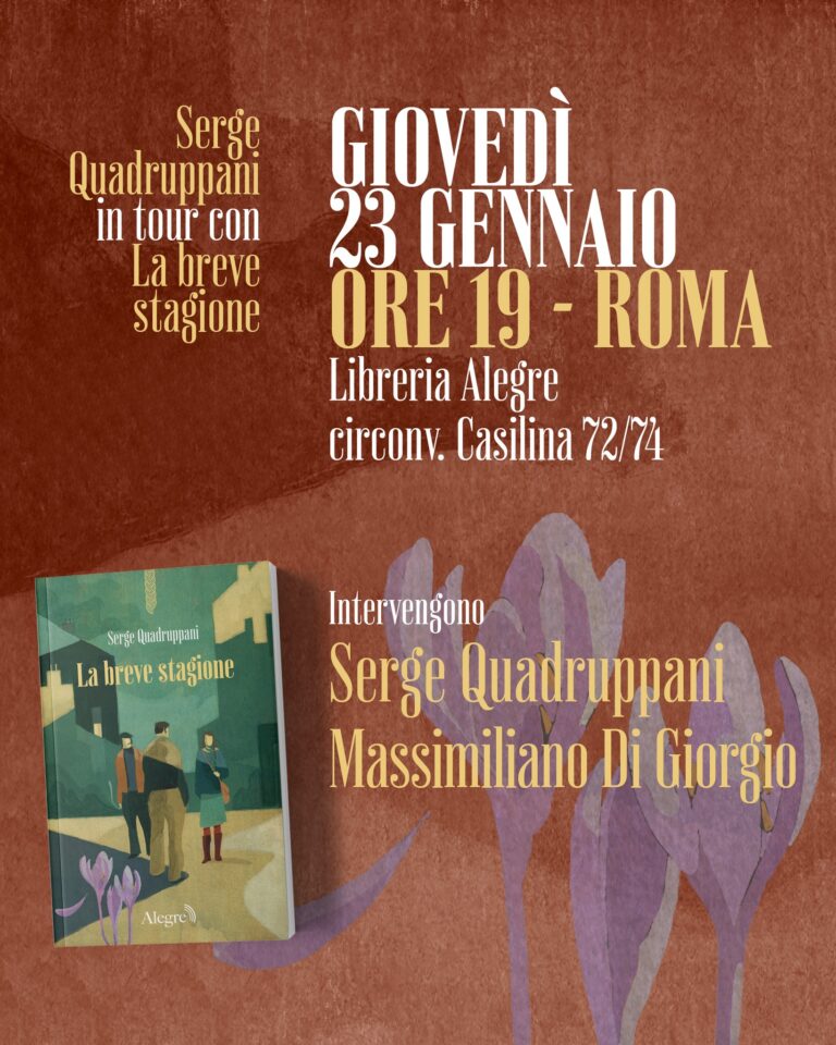 Serge Quadruppani in tour con La breve stagione