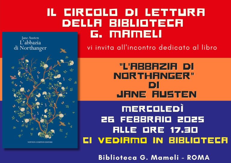 Appuntamento con il Circolo di Lettura della Biblioteca Goffredo Mameli