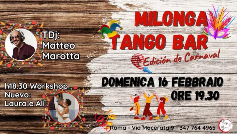 MILONGA DEL TANGO BAR – Edición de Carnaval