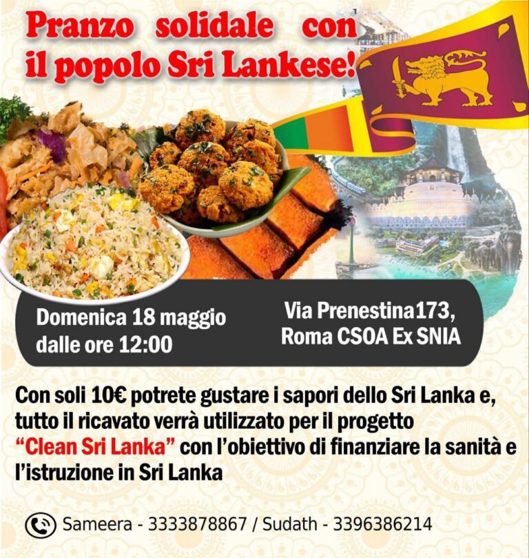 pranzo solidale con il popolo Sri Lankese!