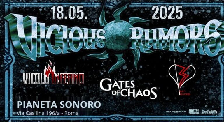 VICIOUS RUMORS Italian Tour 2025 – special guest: Gates Of Chaos – Vicolo Inferno – Butt Splitters