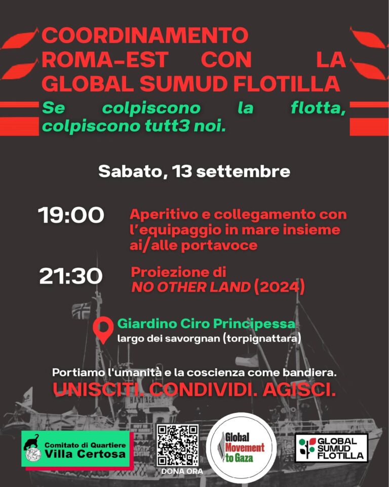 Coordinamento Roma-Est con la Global Sumud Flotilla