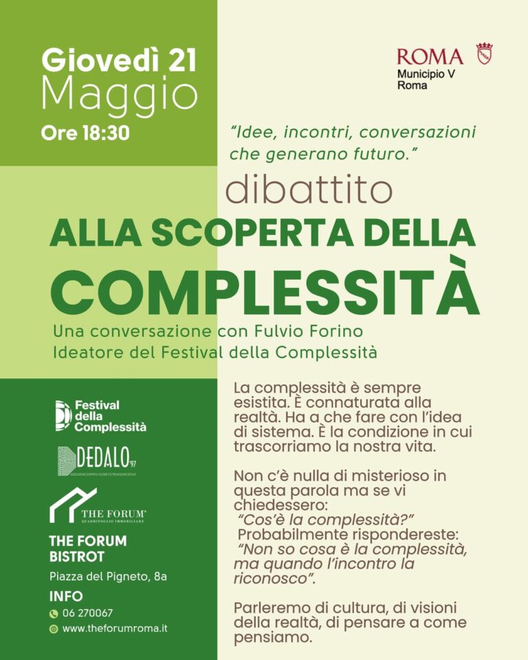 Dibattito “alla scoperta della complessità” con Fulvio Forino