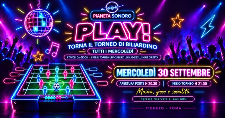 PLAY! – Torna il torneo di biliardino // Tutti i mercoledì