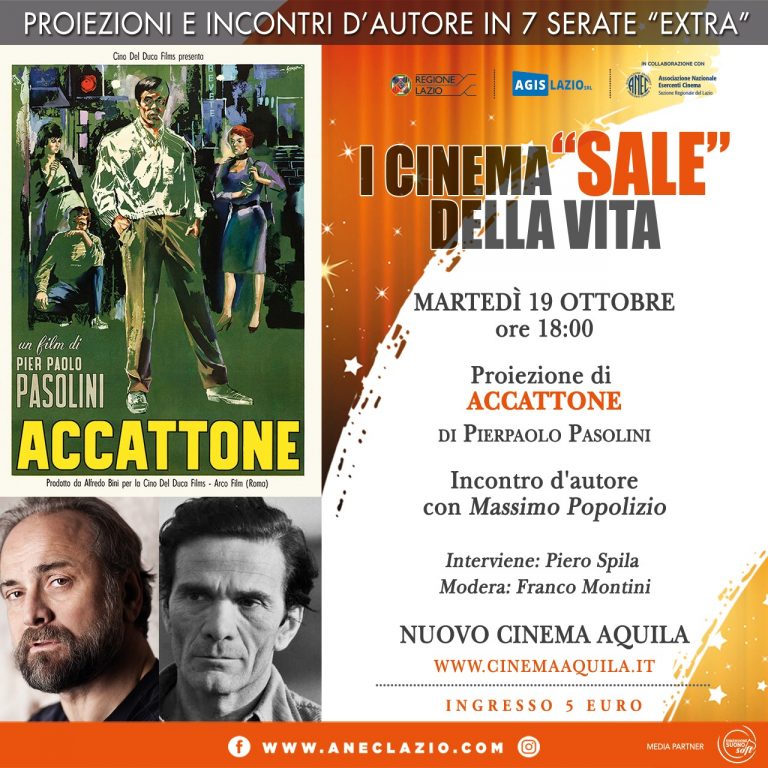 L’ATTORE MASSIMO POPOLIZIO PRESENTA ‘ACCATTONE’ NELL’AMBITO DELLA PRESENTAZIONE UFFICIALE DELLA RASSEGNA ‘I CINEMA: “SALE” DELLA VITA’
