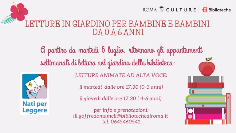 Letture in giardino per bambine e bambini 0-6 anni